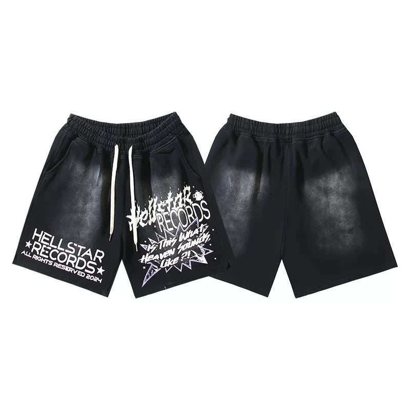 Hellstar Washed Ink Splash Antique Streetwear Shorts