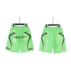 Hellstar Washed Ink Graphic Antique Casual Printed Shorts