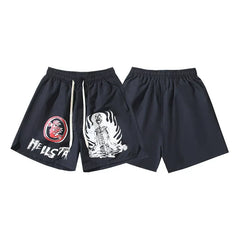 Hellstar Vintage Ink Blot Washed Casual Printed Street Shorts
