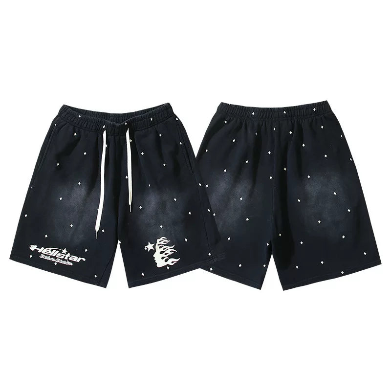 Hellstar Antique Washed Ink Blot Streetwear Printed Shorts